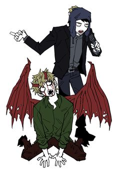 an image of two people with bats on them