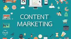 the words content marketing surrounded by flat icons