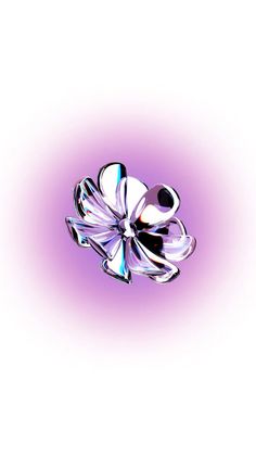 an abstract image of a flower on a purple and white background, with the center being reflected in water