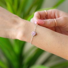 Add a touch of whimsy to your outfit with the Blossom Bracelet! Made with high-quality pink zircon and 925 Sterling Silver, this playful bracelet will add a touch of sparkle to any look. With a length of 6.3 inches and a 1.75-inch extension, it's versatile enough to fit sizes small through 3X. Sterling Silver Cubic Zirconia Bracelet As Gift, Dainty Pink Jubilee Bracelet, Pink Jewelry With Sparkling Stones For Gift, Pink Sparkling Stones Jewelry Gift, Pink Sparkling Stones Jewelry For Gifts, Fine Jewelry Crystal Bracelet With Sparkling Stones As Gift, Fine Jewelry Bracelets With Sparkling Stones For Gift, Pink Cubic Zirconia Jewelry For Mother's Day, Pink Birthstone Bracelet As Gift