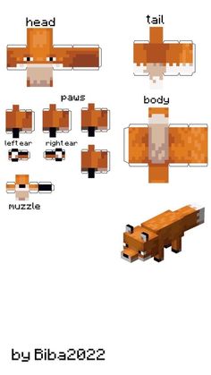 the instructions for how to make a papercraft fox from minecraft video game creeper