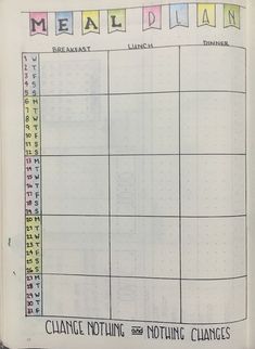 a planner with the words meal plan written on it