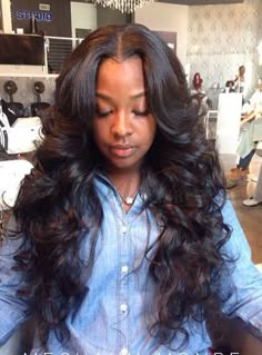 wavy weave hairstyles with side part - Google Search