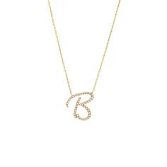 "Birmingham Jewelry - 14K Gold Script Initial "B" Necklace - Birmingham Jewelry" B Necklace, Initial B, Necklace Initial, Diamond Collection, Gold Necklace Women, Gold Initial, Simple Jewelry, Pandora Jewelry, Micro Pave