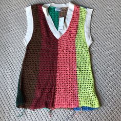 Multicolored Knit Tunic Can Be Worn As A Swim Coverup Or As Vest. Brand New With Tags. Bundle To Save. Swim Coverup, Knit Tunic, Womens Swim, Urban Outfitters, Cover Up, Swimming, Brand New, Knitting, Tags