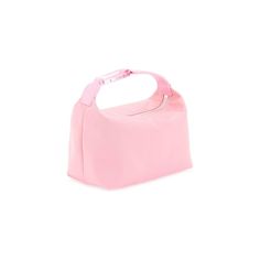 Mini Moon bag by Eéra crafted in cotton-blend satin with single top handle in smooth leather enriched by the iconic semi-transparent snap hook in degradé shades with engraved logo. Top zip closure in silver-finished metal, suede fabric lining. Supplied with spare snap hook. Modern Pink Box Bag With Top Carry Handle, Modern Pink Pouch Box Bag, Modern Box Bag With Round Handle For Daily Use, Modern Box Bag For Daily Use With Round Handle, Trendy Box Bag With Leather Top Handle, Trendy Top Handle Box Bag With Leather Handles, Trendy Box Bag With Top Handle And Leather Handles, Modern Travel Box Bag With Round Handle, Moon Bag