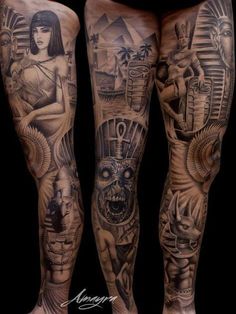 Egypt Tattoo Design, Women Watercolor, Egyptian Tattoo Sleeve, African Tattoo, Full Leg Tattoos, Hamsa Tattoo, Tattoo Inspiration Men