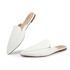 Made of rubber sole, synthetic leather, suede and polyester upper matterial, the flat mules is very comfortable to wear.Slip-on and backless design for easy on and off, suitable for multiple occasions, such as working, dating, party, shopping, daily wear, etc. Size: 8.  Color: White.  Gender: female.  Age Group: adult. Comfortable Loafers, Flat Mules, Backless Design, Mules Shoes, Synthetic Leather, Loafer Shoes, Gender Female, Rubber Sole, Daily Wear