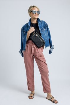 The "Lara Pants" are the perfect everyday pants! They feature a straight leg shape that tapers in slightly at the ankle, and the pull-on elastic waistband has functional drawstring ties. Casual High-waisted Pants For Everyday, Casual Everyday High-waisted Pants, Versatile Straight Leg Sweatpants, Everyday Straight Pants With Drawstring, Trendy Everyday Ankle-length Pants, Everyday Straight Drawstring Pants, Versatile Ankle-length Pants For Everyday, Versatile Straight Sweatpants For Everyday, Versatile Travel Pants With Pockets