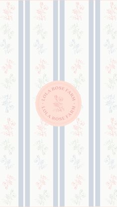 a striped wallpaper with pink and blue flowers on the bottom, in front of a white background