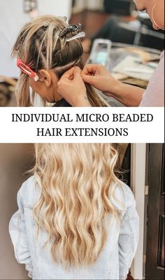 Micro beaded hair extensions Micro Link Extension Placement, Bead Extensions Hair Before And After, Micro Bead Hair Extensions Placement, Micro Bead Hair Extensions Diy, Individual Hair Extensions, Bead Hair Extensions, Nano Hair Extensions, Micro Bead Hair Extensions, Microlink Hair Extensions