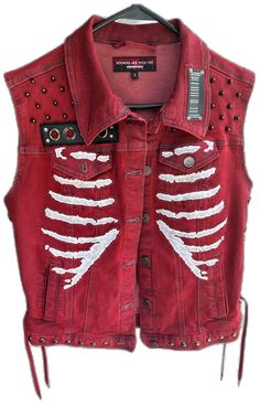 Red And Black Jacket, Question Authority, Punks Not Dead, Battle Jacket, Red Denim, Black Punks, Punk Rocker, Leather Wristbands, Red Marks