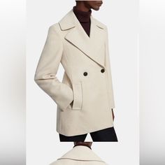 Off White, New Without Tag, Wool Garment Manufacturing, Double Breasted, Outlet, Size 2, Jackets For Women, Jackets & Coats, Off White, Wool, Cream