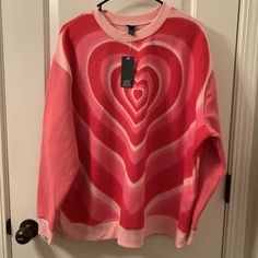 Wild Fable Oversized Heart Sweatshirt Pink Choose Size New With Tag. Pink Casual Sweatshirt With Heart Graphic, Pink Relaxed Fit Tops With Heart Graphic, Pink Relaxed Fit Top With Heart Graphic, Casual Pink Sweatshirt With Heart Graphic, Oversized Long Sleeve Top With Heart Graphic, Casual Sweatshirt With Heart-shaped Graphic Print, Relaxed Fit Pink Tops With Heart Graphic, Trendy Red Top With Heart Print, Casual Oversized Sweatshirt With Heart Graphic