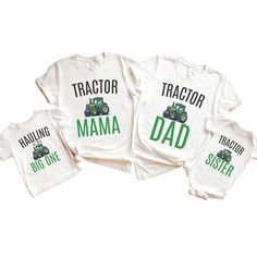 🚜 Celebrate Your Little One's Big Day in Style with Our Farm Birthday Shirt! 🎉 Make your toddler's birthday unforgettable with our charming "Hauling in the Big One" Farm Birthday Shirt! Perfect for that little tractor enthusiast in your life, this adorable tee features a vibrant green tractor design that's sure to capture the hearts of both the birthday boy and party guests alike. Crafted from soft, breathable cotton, this shirt is not only stylish but also comfortable for all-day wear during those exciting birthday celebrations. Specially designed with love and care, our Boys Birthday Shirts come in a variety of sizes to fit your growing tot perfectly. Whether it's for a first birthday or a fun family photo, we've got you covered with matching family birthday shirts to create those pict Farm First Birthday Boys, Farm Birthday Shirt, John Deere Birthday Party, Boys First Birthday Shirt, John Deere Birthday, Tractor Design, Tractor Birthday Party, Fun Family Photos, First Birthday Boy