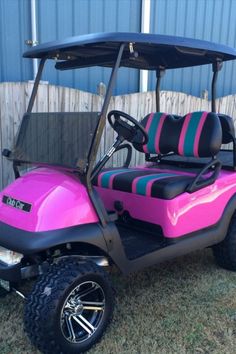 The Hot Pink Golf Cart Pink Golf Cart, Golf Cards, Golf Cart Seats, Automotive Upholstery, Custom Golf, Columbia Sc, Pink Car, Golf Cart