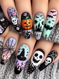 Spoopy Nails, Holloween Nails, Fruit Nail Art, Cute Halloween Nails, Festive Nail Art, Halloween Nail Designs, Trendy Nail Design, Halloween Nail, Halloween Nail Art