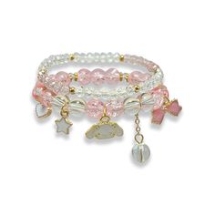 PRICES MAY VARY. Cinnamoroll Crystal Bead Bracelet--Cute bracelet comes in three styles: Kuromi, My Melody, Cinnamoroll; Each style contains a crystal bracelet with rosette flower heart charms and an anime character bracelet Cinnamoroll Bracelet Material--The double layered bracelet is made of crystal stone.Nickel free.Harmless to your body. Anime Braclet Size-- The anime inspired bracelets are 2.5inch(8CM) in diameter.Elastic length.Can fit any size wrist.About 30g Perfect Gift--The Cinnamoroll Cinnamoroll Bracelet, Rosette Flower, Inspired Bracelets, My Melody Cinnamoroll, Crystal Bead Bracelet, Melody Cinnamoroll, Kuromi My Melody, Layered Bracelet, Crystal Beads Bracelet