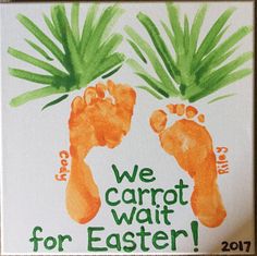 we carrot wait for easter with two feet painted on the front and back of each foot