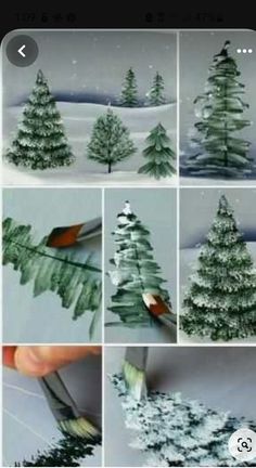 the process of painting a christmas tree with acrylic paint