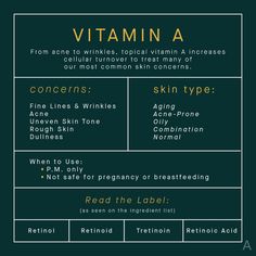 Retinoic Acid, Skin Discoloration, Broad Spectrum Sunscreen, Sagging Skin, Skincare Ingredients, The Glow, Vitamin A