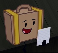 an animated bag with a note attached to it