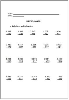 the printable worksheet for multiplies with numbers in each column and one number