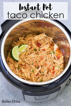 the food in the slow cooker is ready to be eaten and served for lunch