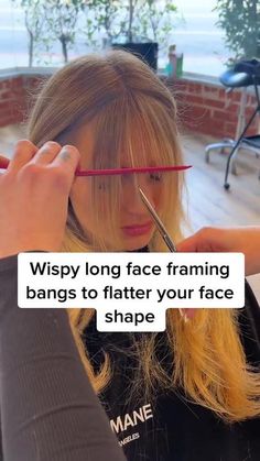 Bangs Long Hair Round Face, Wispy Bangs Round Face, Wispy Fringe Bangs, Bangs Haircut Ideas, Flattering Bangs, Oval Face Bangs, Brown Hair Bangs, Fine Hair Bangs