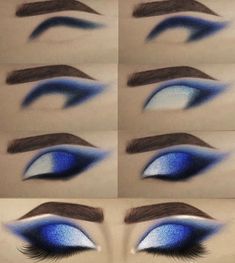 Quince Makeup Glitter, Blue And Silver Makeup Looks For Prom, Blue Eyeshadow Looks Step By Step, Ballroom Makeup Tutorial, Teal Makeup Looks For Brown Eyes, Ballroom Dancing Makeup, Dark Blue Makeup Ideas, Ballroom Nails, Eye Makeup Art Easy