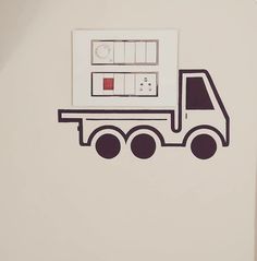 a drawing of a truck on the wall