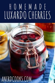 a jar filled with liquid sitting on top of a table