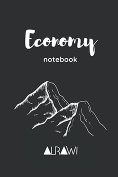 the music notebook is shown with mountains in white ink on a black background and below it,