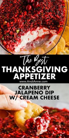 the best thanksgiving appetizer cranberry jalapeno dip with cream cheese