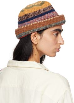 Handcrafted naturally-dyed crocheted organic cotton bucket hat in multicolor. Stripes throughout. Supplier color: Twisted stripe park Story Mfg, Cotton Bucket Hat, Naturally Dyed, Bucket Hat, Organic Cotton, Stripes, Dye, Twist, Hats