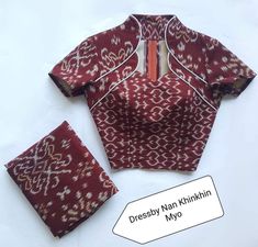 Myanmar Cotton Dress Design, Cotton Dress Design, Burmese Dress, Myanmar Fashion, Myanmar Clothes, Easy Dress Sewing Patterns, Diy Fashion Scarf, Wine Hair, Burmese Clothing