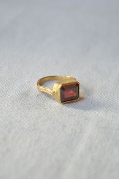 Garnet Ring – Una Garnet Ring, 18k Gold Ring, Garnet Rings, Signet Ring, Copenhagen, Gold Ring, Garnet, Gold Rings, 18k Gold