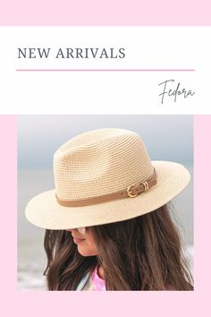 New arrivals anyone? These personalized pieces are too cute and comfy! Womens Straw Hats, Straw Fedora Hat, Marley Lilly, Straw Fedora, Pink Gingham, Brown Belt, Monogram Gifts, Fedora Hat, Straw Hat