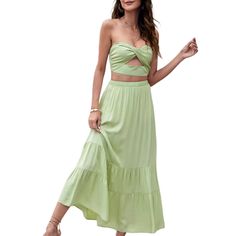 Grass Green Ruffle Hem Beachwear Maxi Skirt Summer Ruffled Maxi Skirt, Spring Ruffled Maxi Skirt For Beach, Ruffled Maxi Skirt For Beach In Spring, Summer Vacation Ruffled Maxi Skirt, Summer Vacation Maxi Skirt With Ruffles, Casual Maxi Skirt For Beach Vacation, Summer Maxi Skirt With Ruffles For Beach, Green Summer Skirt For Day Out, Summer Maxi Skirt For Brunch