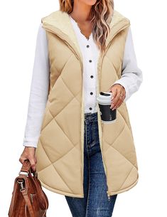 PRICES MAY VARY. SIZE GUIDE: S=US 4-6, M=US 8-10, L=US 12-14, XL=US 16-18, XXL=US 20. Long vest tops for women lined with soft plush fabric, Ensures you stay toasty and snug in cold temperatures. FEATURES: Womens vest outerwear / reversible womens vest / fashion double zip up jackets for women / sleeveless winter coats for women / fall clothes for women 2024/ womens long vest with pockets / loose womens winter coats / mid-Length sherpa jacket women vest DETAILS: Reversible vest for women can eas Womens Long Vest, Vest Outerwear, Vest Style Women, Women Vest, Vest Tops, Long Vest, Reversible Vest, Womens Winter, Long Vests