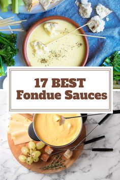 the best fondue sauces to make with fresh vegetables and cheese on top, including broccoli