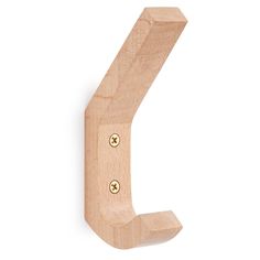 a wooden letter that is shaped like the number one, with two screws on each side