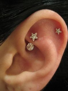 a person with three small stars on their ear