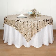 72 x 72 Champagne Premium Big Payette Sequin Overlay Wedding Table Overlays, Head Tables, Sequin Table, Table Overlays, Bridal Table, Gatsby Wedding, Wedding Tables, Banquet Tables, Square Table