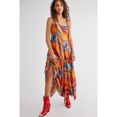 Perfectly Printed In A Classic Multicolored Design, This Essential Maxi Dress Is Features A Cross Strap Back And Flowy, Uneven Bottom Hemline For Added Dimension. Square Neckline Handkerchief Bottom Hem Adjustable Shoulder Straps Hand Wash Cold Import 10% Cotton Lining: 100% Viscose 62% Viscose 28% Modal Brand New, With/Without Tags. May Have Been Tried On In Store, But In Like-New Condition. Line Thru Tag Is To Prevent Store Return C13 Bohemian Red Maxi Dress With Vibrant Print, Multicolor Midi Boho Dress For Festival, Multicolor Boho Midi Dress For Festival, Vibrant Spring Festival Maxi Dress, Casual Multicolor Midi Dress For Festival, Summer Red Maxi Dress With Vibrant Print, Vibrant Maxi Dress For Festivals, Multicolor Midi Dresses For Festival, Multicolor Midi Festival Dresses