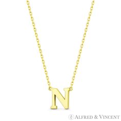 Product Details Product Id: Bd-In1-N-14y Metal Type: 14k Yellow Gold Gram Weight: Approx. 1 Gram Measurements: Initial - 5.7mm (0.22") X 5.3mm (0.21") Chain Width - Approx. 0.6mm Chain Length - 16 Inches Yellow Gold Color, 16 Inch Necklace, Letter N, Initial Letter, Initial Letters, Chain Lengths, Chain Length, Types Of Metal, Womens Jewelry Necklace