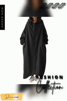 Zanzea Women Long Cardigan Coat Tops Outwear Hoodies Hoody Blouse Kaftan Shirt Dress Plus Size Hooded Sweater Coat, Long Cardigan Coat, Hooded Coats, Women Long Cardigan, Fleece Jackets, Gilet Long, Long Coat Women, Women Overcoat, Hooded Dress