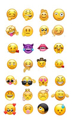 many different emoticions are grouped together in this screenshote photo, which is very similar to each other