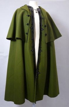 Fantasy Cape, Cape Designs, Capes For Women, Art Nouveau Style, Victoria And Albert, Green Wool, Victoria And Albert Museum