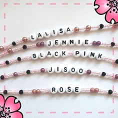 Kpop Diy, Bead Charms Diy, Beaded Accessories, Cute Bracelets, Pink Bracelet, Sparkling Crystal